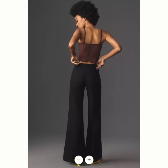 Anthropologie Maeve Junie High-Rise Wide-Leg Flared Trousers - Picture 3 of 4